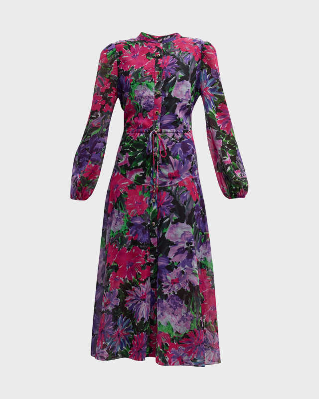 Lorian Floral-Print Midi Shirtdress